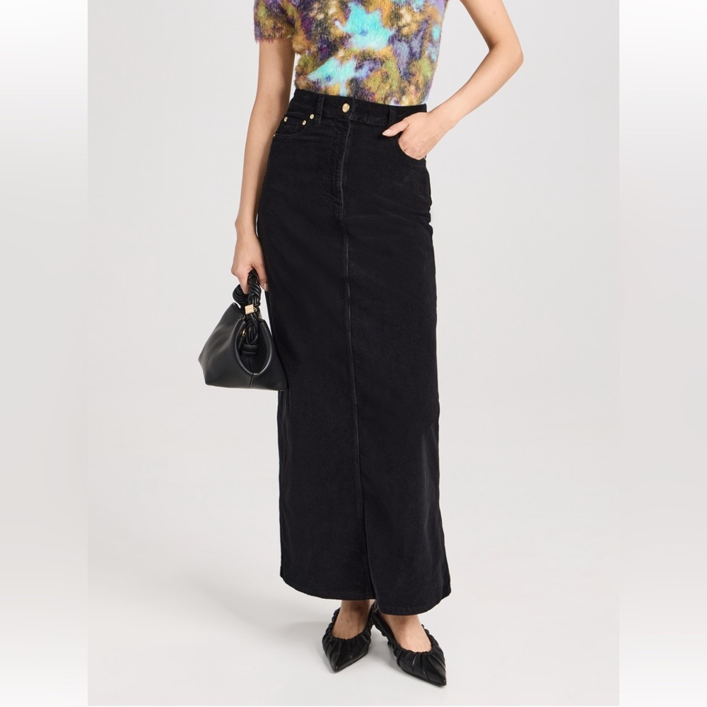 Ganni Corduroy Black Maxi Skirt